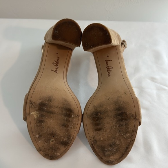 Sam Edelman Yaro Oatmeal Suede Leather Ankle Strap Block Heels Sz 9 - Picture 8 of 11